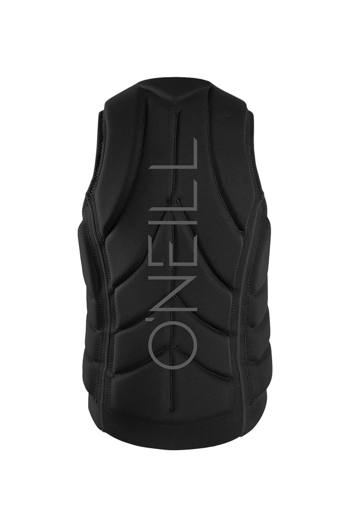 Back view of O'Neill Slasher Comp Vest with integrated lumbar support in black