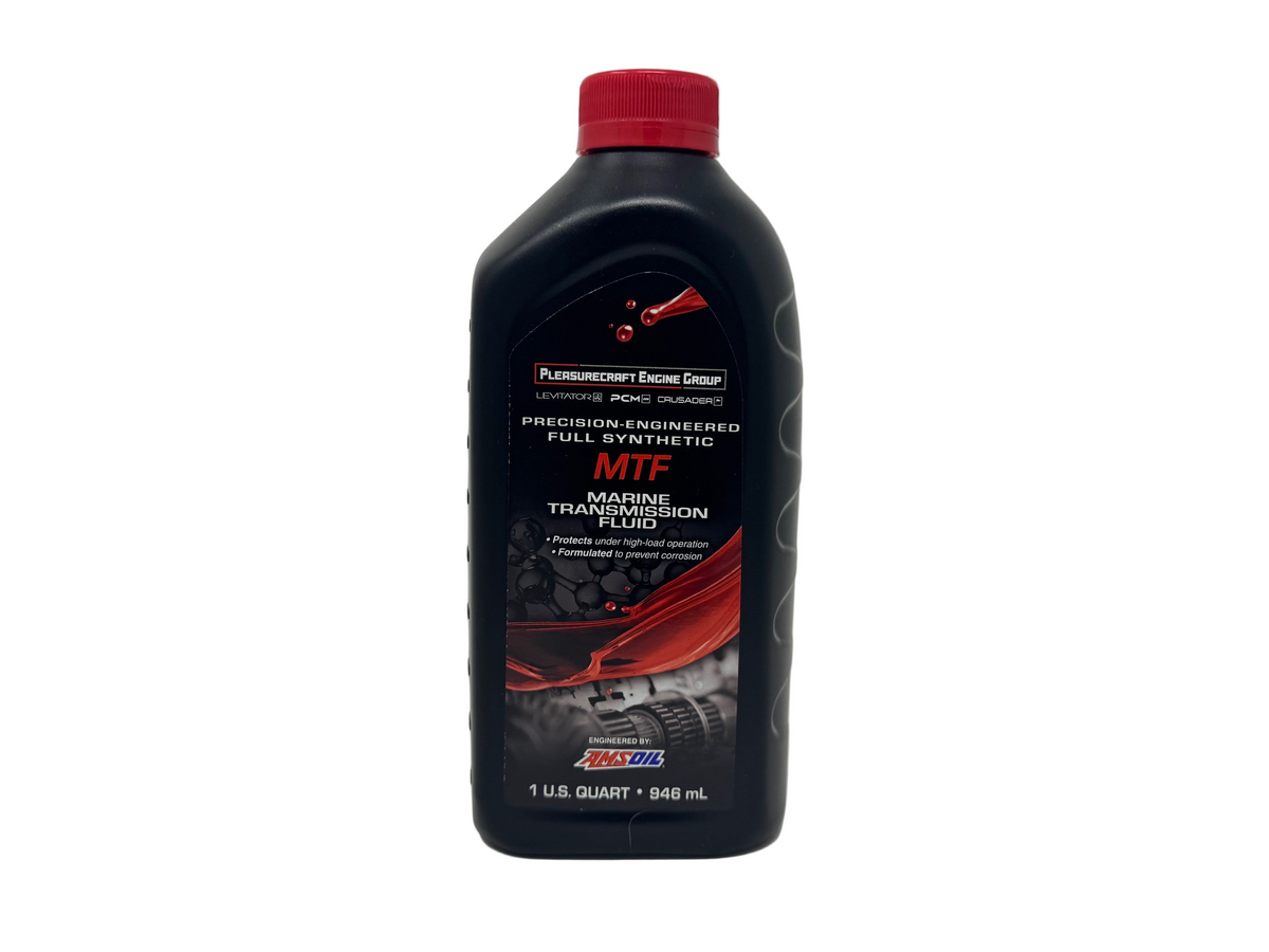 pcm marine transmission fluid bottle on a white background