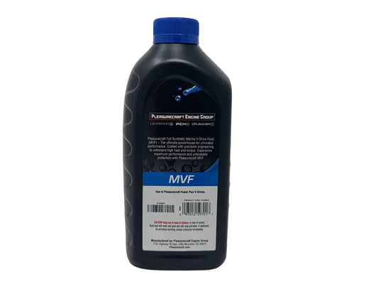 Bottle of MVF engine oil on a white background