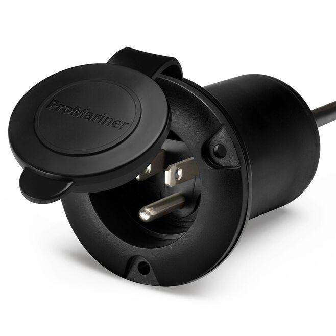 ProMariner Universal AC Plug Holder 51300 black marine battery charger power cord housing with protective cap