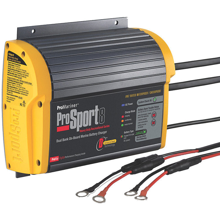 ProMariner ProSport 8 Gen3 On-Board Battery Charger – 8 Amp, 2 Bank