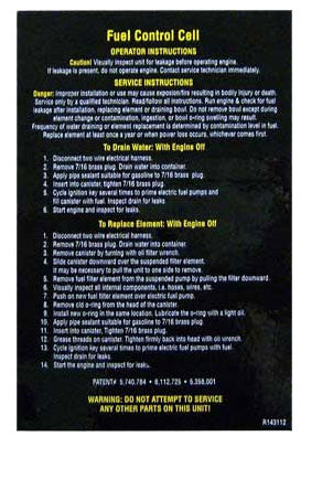 PCM Decal Fuel Control Cell Service Instructions