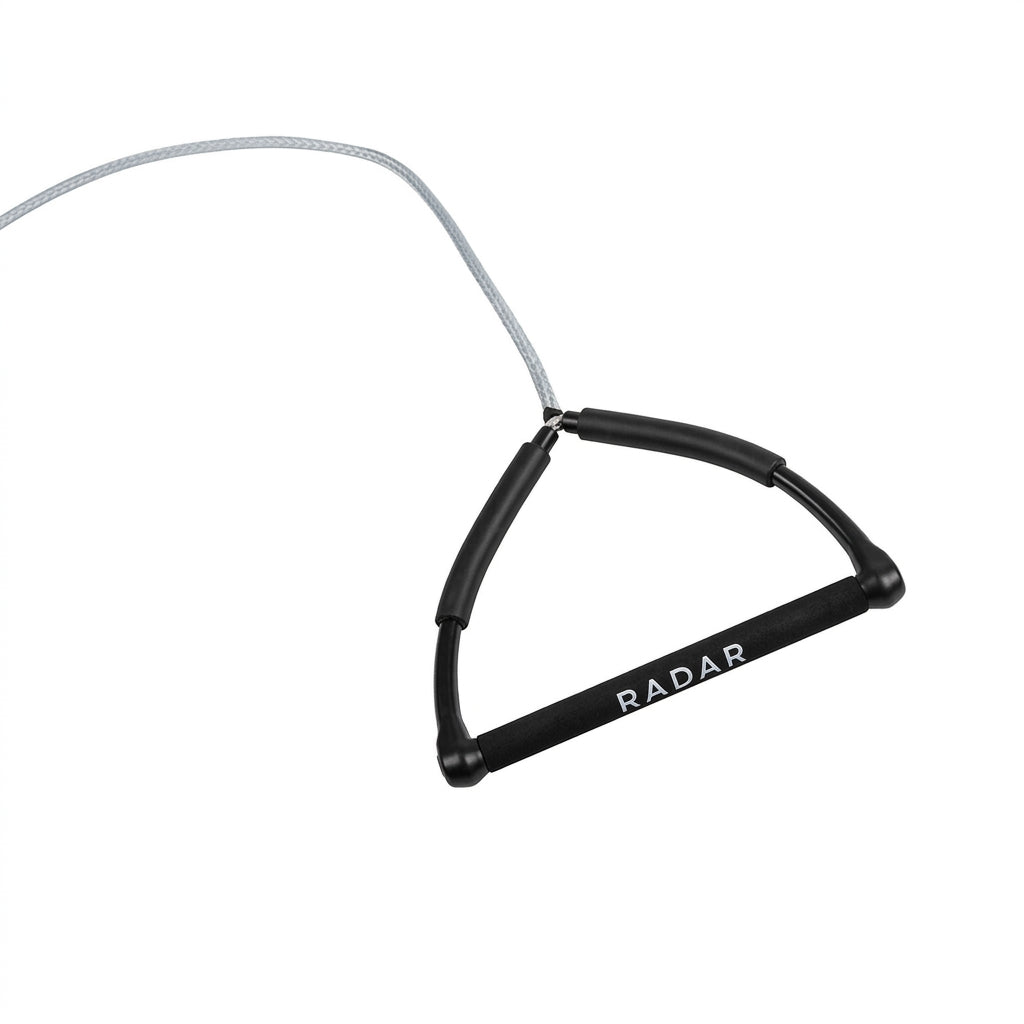 Close-up of Radar Freeride 14-inch suede kneeboard handle