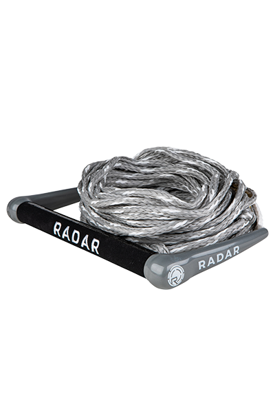 Radar Global 13-inch waterski handle with 75-foot rope in white and silver