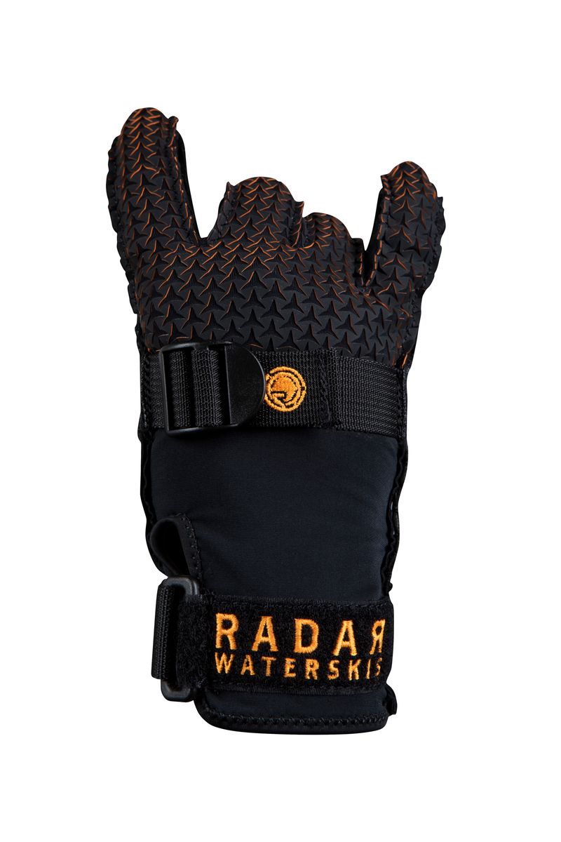 Pre-curved fingers on Radar Hydro-A waterski glove