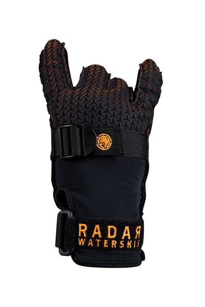Pre-curved fingers on Radar Hydro-A waterski glove