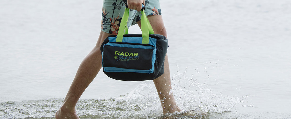 Radar Six Pack insulated nylon cooler bag with snack pouch