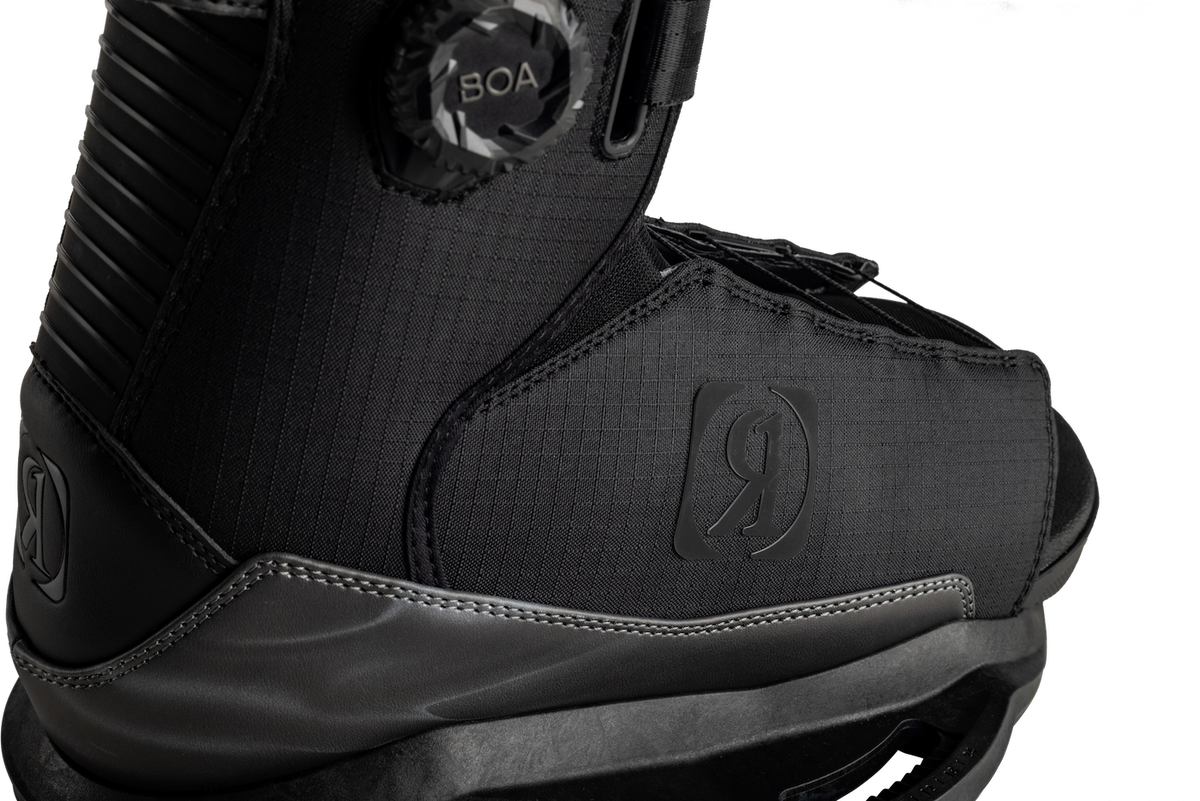 BOA Fit System dial on Ronix Anthem open-toe wakeboard boot