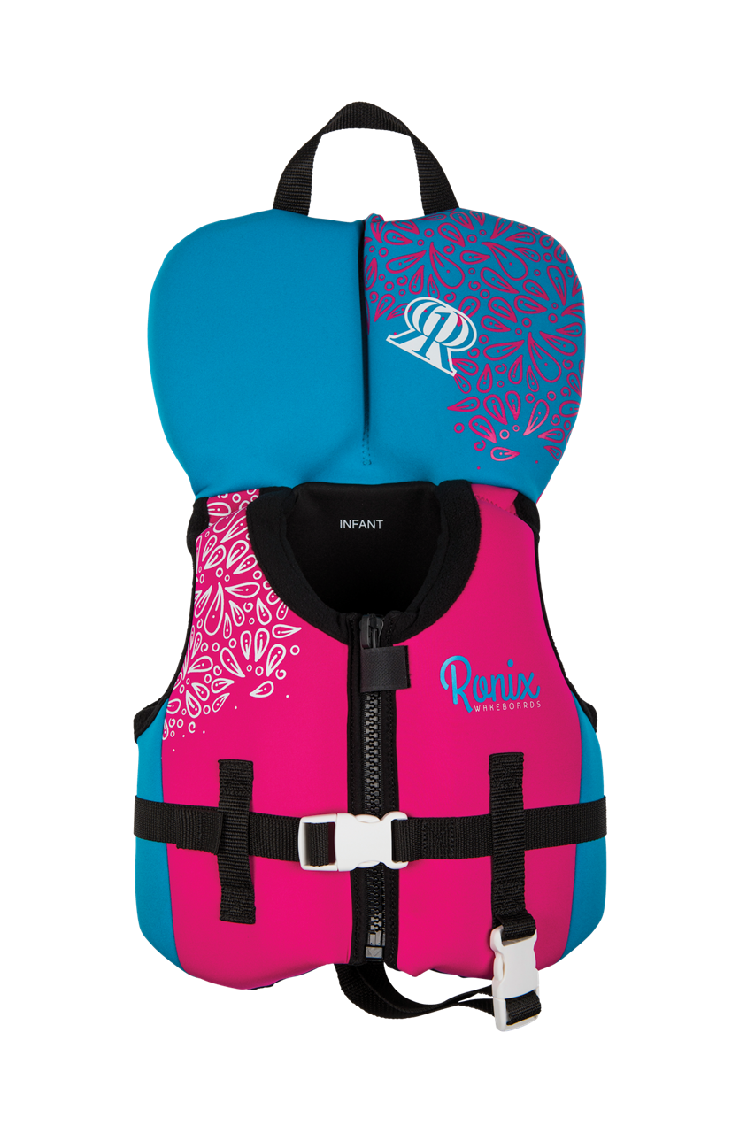 Ronix August Girls' Infant CGA Life Vest 2023 in Pink/Blue for children up to 30 lbs