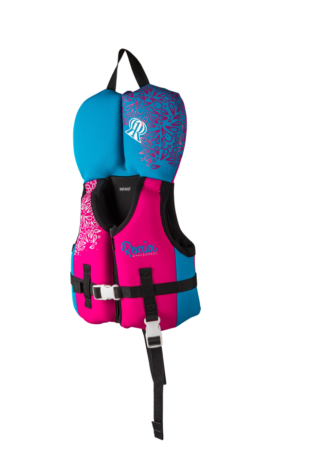 Ronix August Girls' Infant CGA Life Vest 2023 in Pink/Blue for children up to 30 lbs