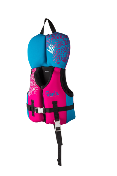 Ronix August Girls' Infant CGA Life Vest 2023 in Pink/Blue for children up to 30 lbs