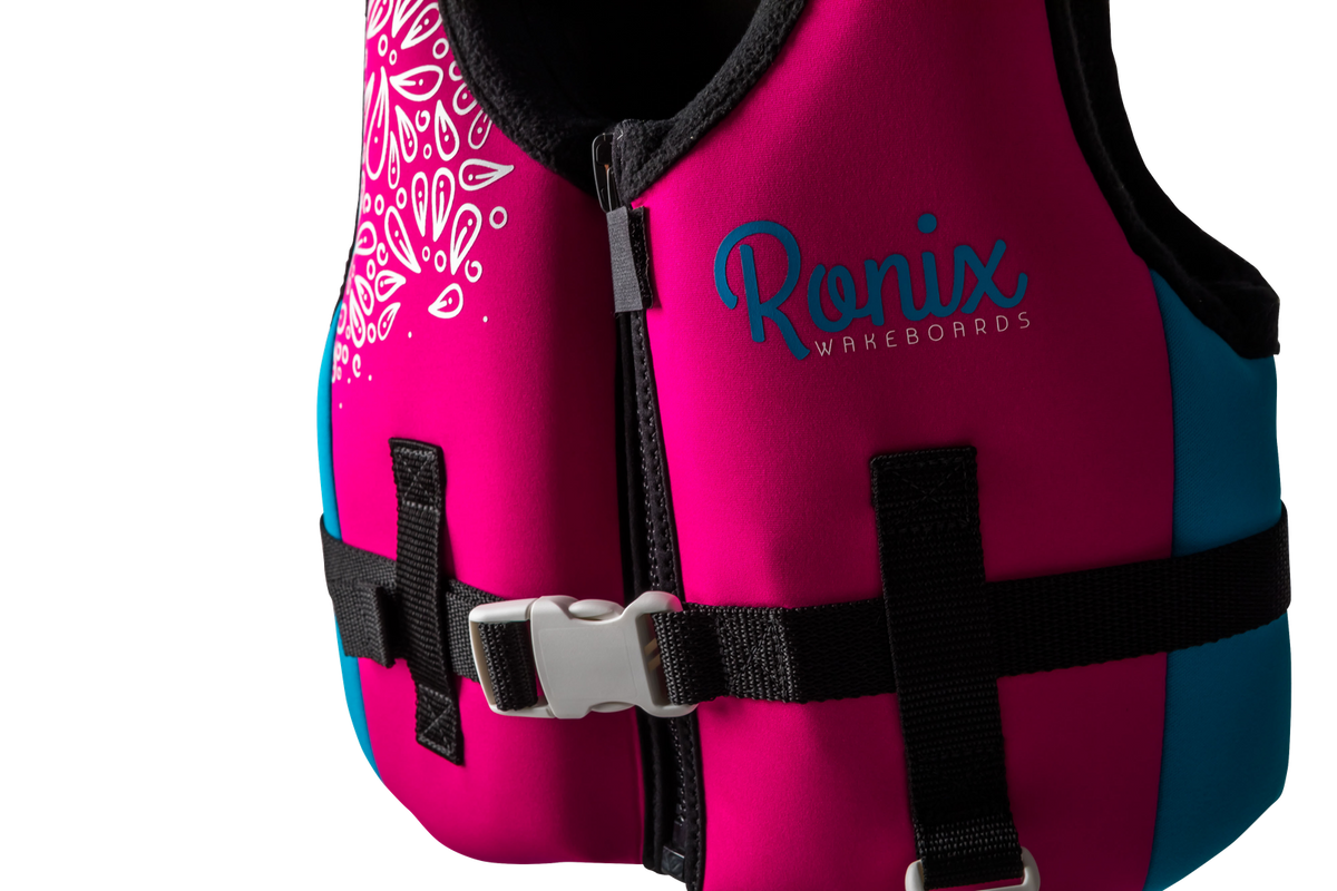 Ronix August Girls' Infant CGA Life Vest 2023 in Pink/Blue for children up to 30 lbs