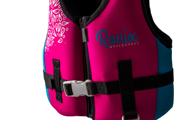 Ronix August Girls' Infant CGA Life Vest 2023 in Pink/Blue for children up to 30 lbs