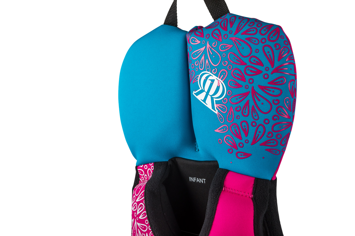 Ronix August Girls' Infant CGA Life Vest 2023 in Pink/Blue for children up to 30 lbs