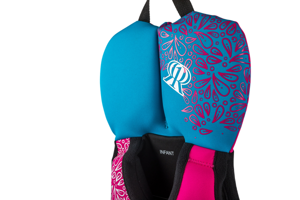 Ronix August Girls' Infant CGA Life Vest 2023 in Pink/Blue for children up to 30 lbs