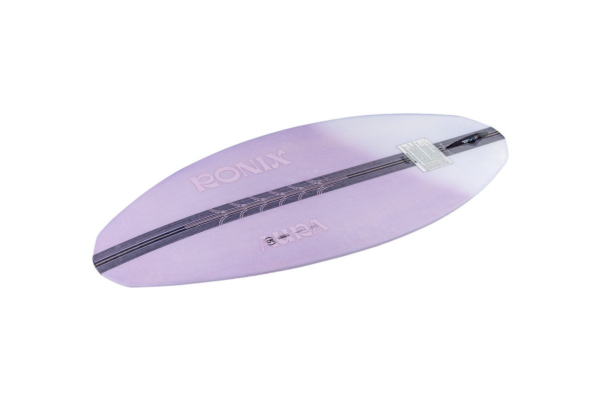 Bottom view of Ronix Aura Flyweight women's skimmer wakesurf board