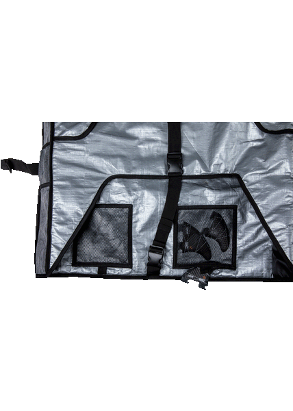 Fin storage pockets on Ronix Bimini Top wakesurf rack
