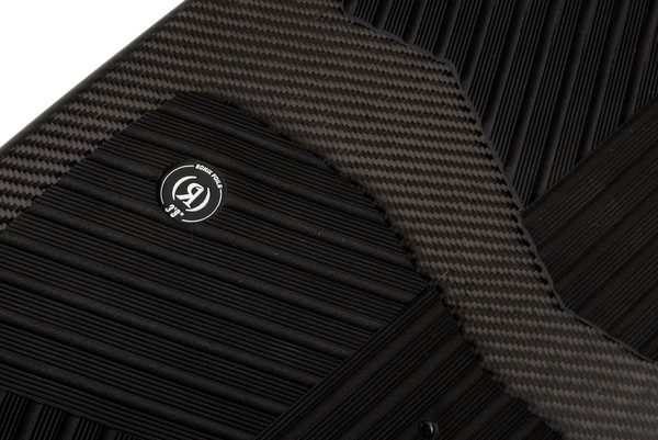 Blended grooved EVA traction pad on Ronix Blackbird foil board