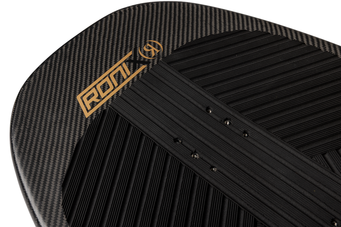 Blended grooved EVA traction pad on Ronix Blackbird foil board