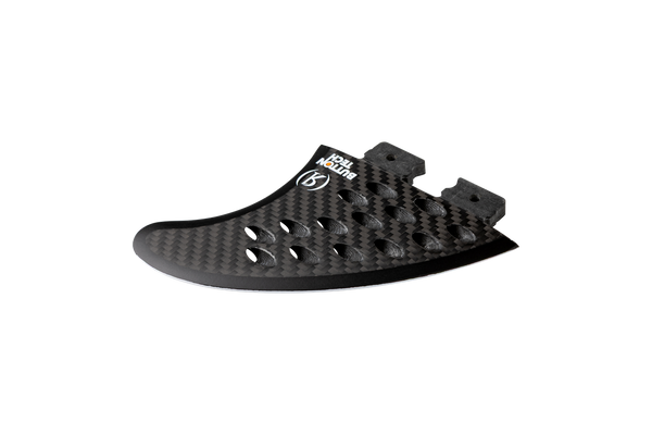 Perforated water-flow cutouts on Ronix Cheese Grater wakesurf fin