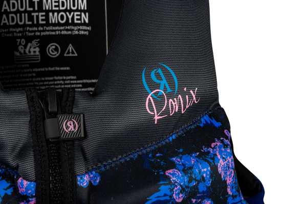 Front logo of Ronix Daydream women's Coast Guard Approved life jacket