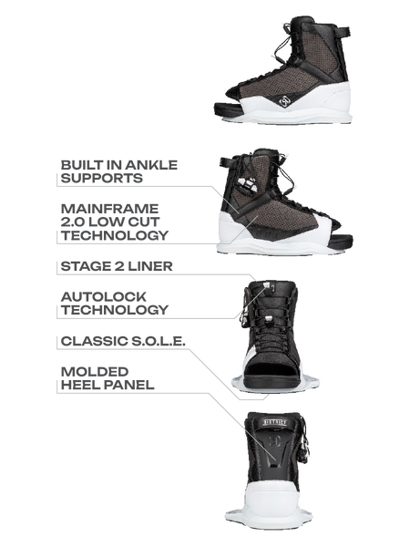 2027 Ronix District wakeboard boot with adaptive MainFrame chassis with features