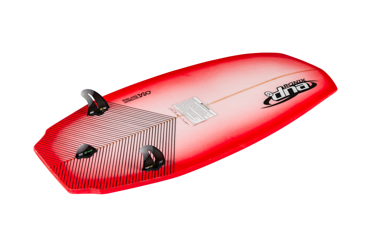 Bottom of Ronix DNA Flyweight Pro wakesurf board with Double-Dip concave