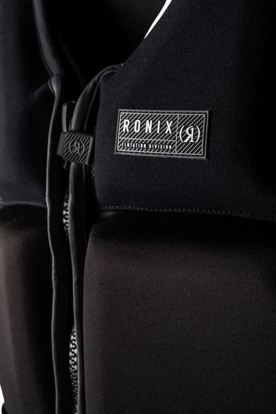 front view of Ronix Koal Capella 3.0 Coast Guard Approved life vest with logo and zipper