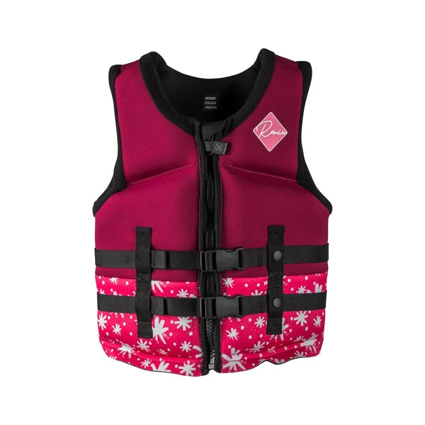Ronix Laguna Girls' Youth CGA Life Vest 2026 in Plum for 50–90 lbs