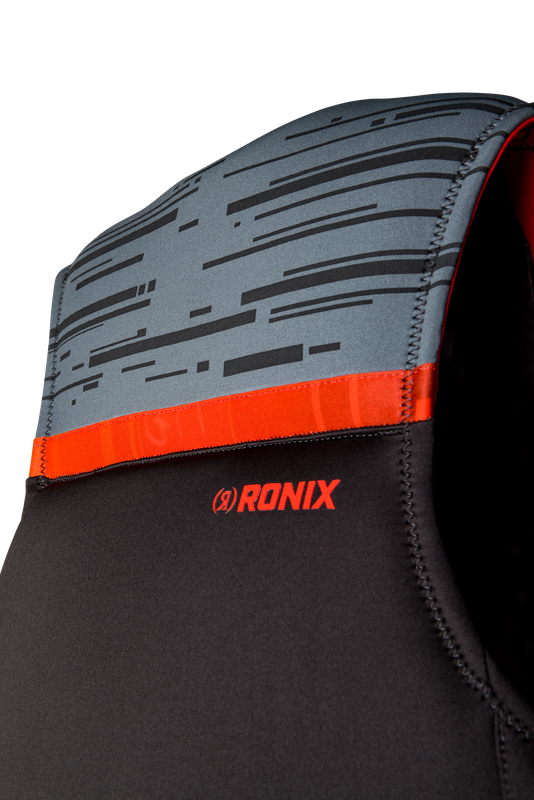Back shoulder view of Ronix Megacorp Capella 3.0 life vest