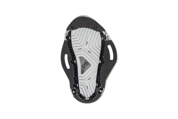 bottom of mounting plate on a 2026 Ronix One Silver Reflective Intuition closed-toe wakeboard boot