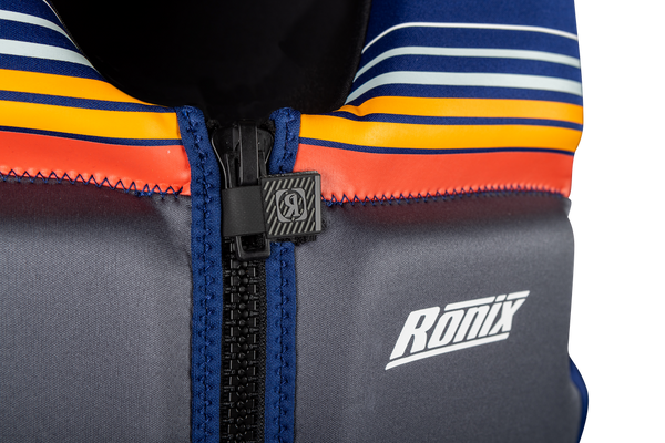 Zipper on the Ronix Realm CGA watersports life vest