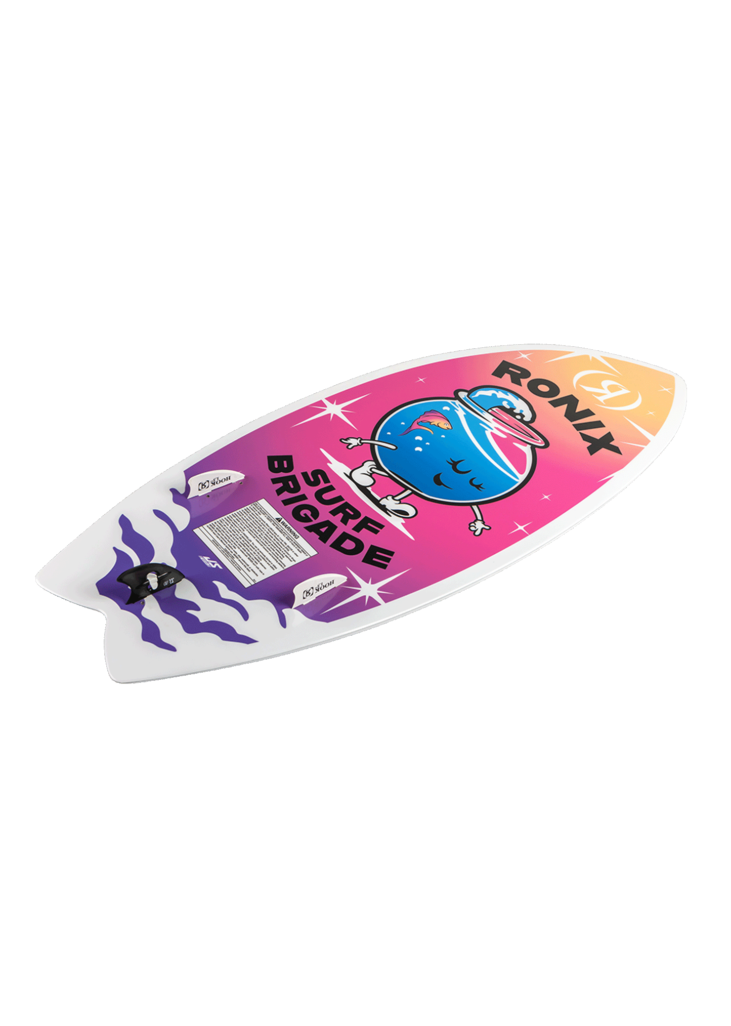 Bottom view of Ronix Sonic Fish 3'9" girls' wakesurf board