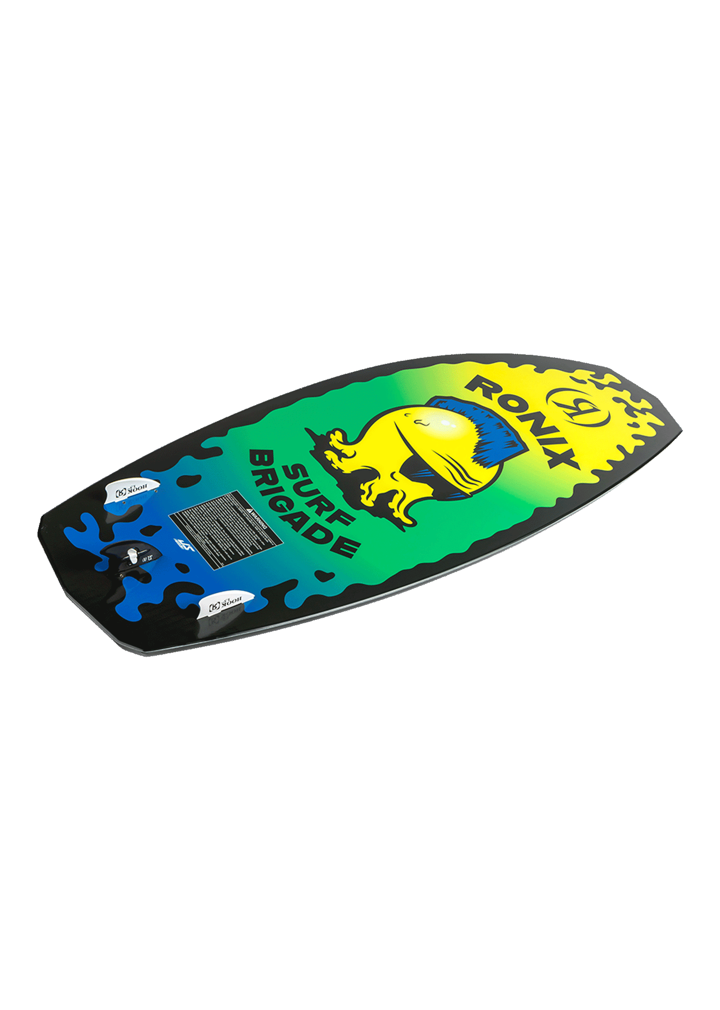 Bottom view of Ronix Sonic Powertail kids wakesurf board
