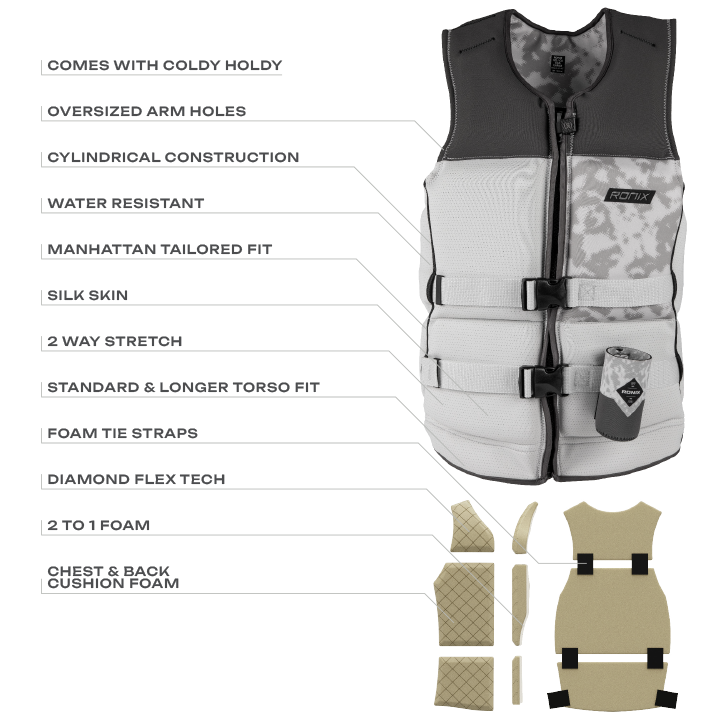 Ronix Trooper CGA Life Vest 2026 Coast Guard Approved Capella 3.0 wake vest details