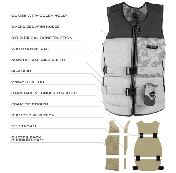 Ronix Trooper CGA Life Vest 2026 Coast Guard Approved Capella 3.0 wake vest details
