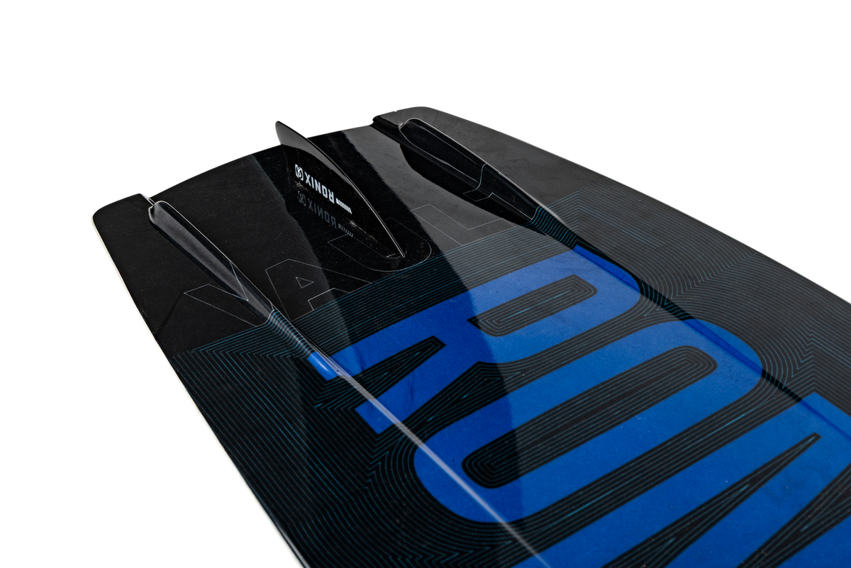 Bottom view of Ronix Vault wakeboard showing asymmetric edge design
