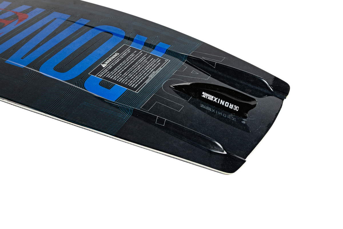 Bottom view of Ronix Vault wakeboard showing asymmetric edge design