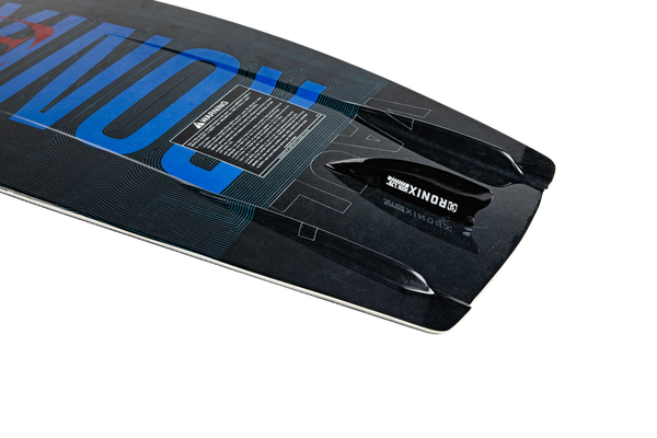 Bottom view of Ronix Vault wakeboard showing asymmetric edge design