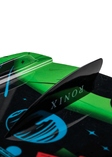 Ronix Vision kids wakeboard asymmetric toe-side and heel-side rail design