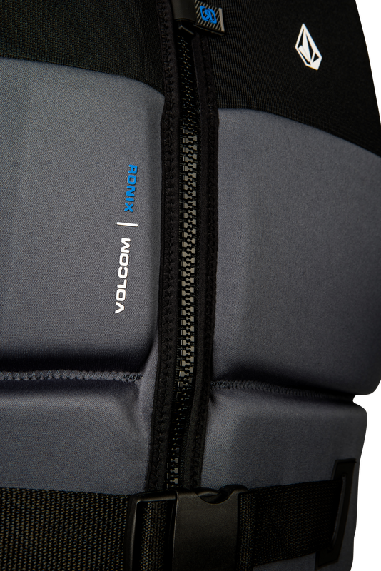 Front view of Ronix x Volcom 2027 CGA life vest with zipper and buckle
