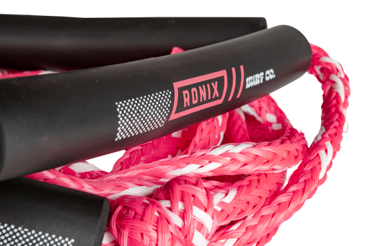 Seven-inch foam floats on Ronix Women's Bungee Surf Rope in Pink