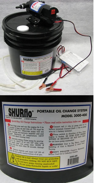 SHURFLO Portable Marine Oil Change System – 12V Pump with 3.5 Gallon Storage Bucket – 8050-305-426