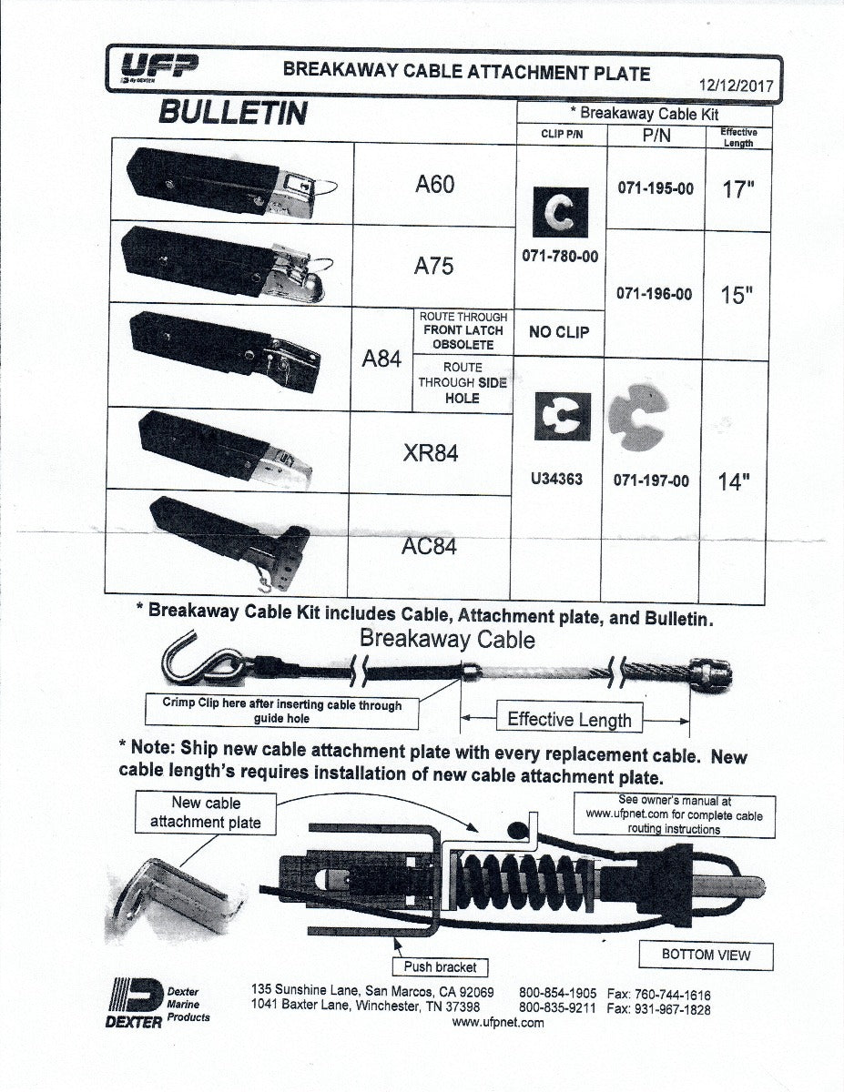 Trailer Emergency Break away Cable UFP