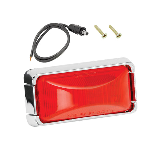 Wesbar Trailer Side Marker Red Light Module and Chrome Base