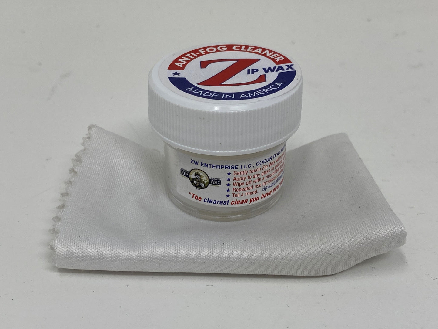 Zip Wax Anti Fog Wax .5oz + Anti Static Microfiber Towel